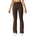 Leggings femininas de moda em tecido liso com cintura em V Efeito push-up Cintura alta Corte justo Pernas largas Calças elegantes 6
