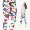 Leggings femininas estilosas com triângulos coloridos 4