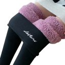 Leggings femininas quentes de inverno com forro de pelinho Cintura alta Leggings elásticas até ao tornozelo Calças forradas 6