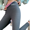 Leggings femininas quentes de inverno com forro de pelinho Cintura alta Leggings elásticas até ao tornozelo Calças forradas 1