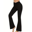 Leggings femininas sem costura com cintura alta em V Calças flare com fendas Corte crossover Leggings elásticas e confortáveis para uso diário 1