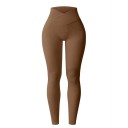 Leggings sans couture pour femmes avec taille haute en V Pantalons de fitness élastiques ajustés jusqu'aux chevilles Leggings de sport confortables pour l'entraînement 5