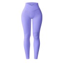 Leggings sans couture pour femmes avec taille haute en V Pantalons de fitness élastiques ajustés jusqu'aux chevilles Leggings de sport confortables pour l'entraînement 8