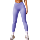 Leggings sem costura para mulher com cintura alta em V Calças de fitness elásticas e justas até ao tornozelo Leggings desportivas 1
