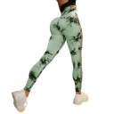 Leggings sem costura tie-dye para senhora com cintura alta Efeito de levantamento dos glúteos Design lateral em rede Calças de fitness elásticas para exercício 2