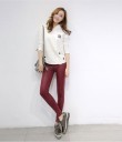 Leggings sexys de piel sintética para mujer - Burdeos 1