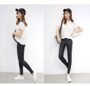 Leggings sexys de piel sintética para mujer - Negro 3