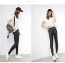 Leggings sexys de piel sintética para mujer - Negro 4