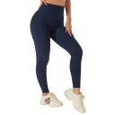 Leggins sportivi senza cuciture con vita alta Design a coste Vita compressiva Tessuto traspirante Pantaloni fitness elasticizzati Asciugatura rapida 2