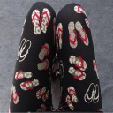 Legginsy damskie z klapkami z nadrukiem - czarne 5