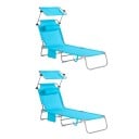 Lehători de grădină cu protecție solară set 2 bucăți pliabile reglabile 195 x 90 x 63 cm capacitate 150 kg cadru metalic pentru grădină 5