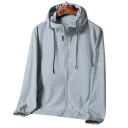 Leichte Unisex-Windjacke mit Reißverschluss, Kapuze und Kordelzug. Atmungsaktive Übergangs-Windjacke. Packbare Jacke für Reisen und Sport. 2