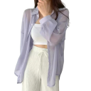 Leichtes Langarmshirt für Damen Transparentes Material Lockere Passform Luftiges Oberteil für den Sommer Stilvolle Schicht über einem Tanktop oder Kleid 4