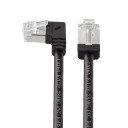 Leistungsstarkes Cat6a Netzwerkkabel RJ45 mit linkem 90° Winkelstecker 5 m dünne Slim Ausführung 28AWG PVC schwarz für Router Switch TV 1