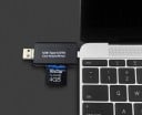 Leitor de cartões de memória 3 em 1 para telefone e computador Conectores USB-A USB-C e Micro USB Para cartões SD e Micro SD Interface USB 2.0 Preto 5