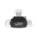 Leitor de cartões de memória 4 em 1 para telefone e computador Conectores Lightning USB-C Micro USB e USB 3.0 Para cartões SD e Micro SD 2