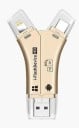 Leitor de cartões de memória SD e Micro SD 4 em 1 para telefone e computador Conectores Lightning USB-C Micro USB e USB 3.0 Plástico ABS 8,1 x 3