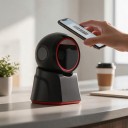 Leitor de código de barras 2D de mesa hands-free, 1D/QR/Data Matrix, 200 leituras/s, CMOS 600×800, USB, preto, para caixa e retalho 4