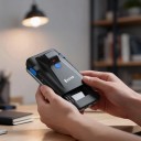 Leitor de códigos de barras Bluetooth portátil 1D 2D QR com clip para telefone, 1200 mAh, 2,4G e USB-C, preto, para armazém, loja e inventário 5
