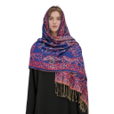 Lenço de hijab em pashmina com padrões paisley e franjas 70x180 cm poliéster para uso elegante e casual 4