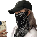 Lenço para o rosto e pescoço com alças para as orelhas 36 x 25 cm leve respirável preto proteção contra o sol estilo punk gangster uso ao ar livre 1