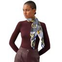 Lenço quadrado feminino francês sofisticado atemporal com padrão multifuncional para cabeça, pescoço, cabelo e corpo, quatro estações 5