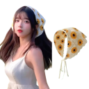 Lenço triangular de croché feito à mão com padrão de girassol Lenço de cabelo de primavera e verão para mulheres Cobertura leve e adorável para viajar 2