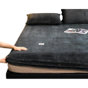 Lençol ajustável de pelúcia 90 × 200 × 25 cm Lençol de inverno quente para colchão Fleece coral macio Elástico com goma à volta 1