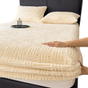 Lençol ajustável de pelúcia de inverno 180 x 200 cm Lençol elástico para colchão Padrão em relevo Lençol macio e quente 11
