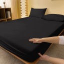 Lençol elástico 198x203cm Preto Fosco Lençol Ajustável para Cama Suave Macio ao Toque Sono Confortável Fácil Manutenção 4