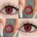 Lentes de contacto de color anuales con dioptrías -4.25 en estilo anime con patrón de telaraña blanca, lentes decorativos para cosplay y estilización de ojos 1