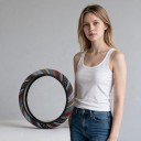 Lenvászon kormánytakaró 37-38 cm boho stílusban etnikai mintával 4