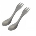 Lepel met vork 2 in 1 16,5 cm ultralichte draagbare servies zilveren campinglepel vork 2 stuks 1