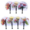 Leque chinês dobrável de papel com impressão de pássaros e flores Leque manual circular para refrescar no calor Motivo aleatório Dimensões 22 x 12,5 2