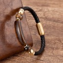 Leren armband met natuursteen 2