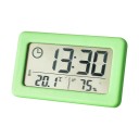 Let og slankt digitalt termometer og hygrometer med ur 9,6 x 1 x 5,8 cm Stort LCD-display Kan bruges på skrivebordet og på væggen Sort eller hvid farve 4