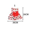 Letní šaty pro psy Velikost S 30 x 26 cm Roztomilé šaty se vzorem jahod a červenou mašlí Elegantní obleček pro malé psy Lehký prodyšný outfit 3
