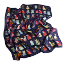 Letnia jedwabna chusta kwadratowa 90 x 90 cm Satynowy szalik z kotami dla kobiet Na szyję do włosów na torebkę Moda plażowa 8