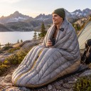 Letnia ultralekka kołdra puchowa Komfort od 15 °C Rozmiar 194 x 124 cm Puch kaczy 800 FP i nylon 10D Szara Na kemping i jako śpiwór 4