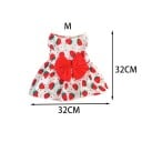 Letnie sukienki dla psów M 32 x 32 cm Urocze sukienki w truskawkowy wzór Czerwona kokarda Stylowy, przewiewny strój dla małych psów Wygodne letnie 3