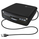 Lettore esterno USB DVD CD MP4 MP5 per auto, TV LED e PC, 16x15x4,7 cm, nero, design slim con alimentazione USB e slot per dischi 2