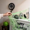 Leuchtende Halloween-Spinnweben 100 g Aufgeladen mit Sonnenlicht Weiß mit grünem Schimmer Deko für Halloween drinnen und draußen 5