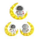 Leuchtender Astronaut 9,2 x 4,5 x 9,3 cm Mikroziegel LED Baukasten Kleiner Astronaut auf dem Mond Weltraumblöcke Bildungssatz für Erwachsene 4