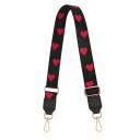 Leveä säädettävä musta olkahihna laukun 73–130 x 3,8 cm Punaisen sydämen kuviointi Olkahihna kankaasta Laukun varaosa crossbody 1