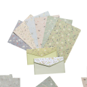 Levélpapír és boríték készlet 14 x 21 cm 6 db papír 8,5 x 16,5 cm 3 db boríték virágmintás zöld írókészlet 3