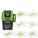 LFINE Laser Level 16 Lines with Tripod 4×360° Green Beam Self-Levelling 4800mAh Battery USB-C Remote Control Bag Tripod Height 100 cm 4