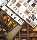 Librărie pentru păpuși 23,5 × 17,2 × 18,3 cm Miniaturnă casă cu lumină Set de construcție din lemn cu mobilă și accesorii Set creativ DIY 2