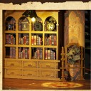 Librărie pentru păpuși 23,5 × 17,2 × 18,3 cm Miniaturnă casă cu lumină Set de construcție din lemn cu mobilă și accesorii Set creativ DIY 3