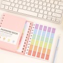 Libreta de contraseñas 10,7 x 15 cm Libreta de colores para datos de acceso Tapa de PVC 65 hojas Etiquetas alfabéticas Encuadernación en espiral 7