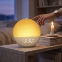 Lichtwecker mit Sonnenaufgangssimulation Bluetooth Lautsprecher 5 W Weißes Rauschen und natürliche Klänge 12 Lichtfarben Durchmesser 15 cm Weiß 4